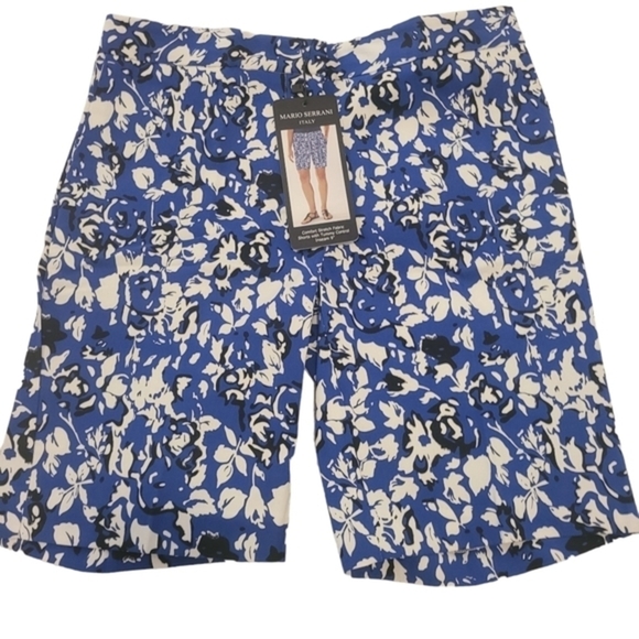 Mario Serrani Pants - Mario Serrani Italy Women Stretch Short Size 4 in Royal Print